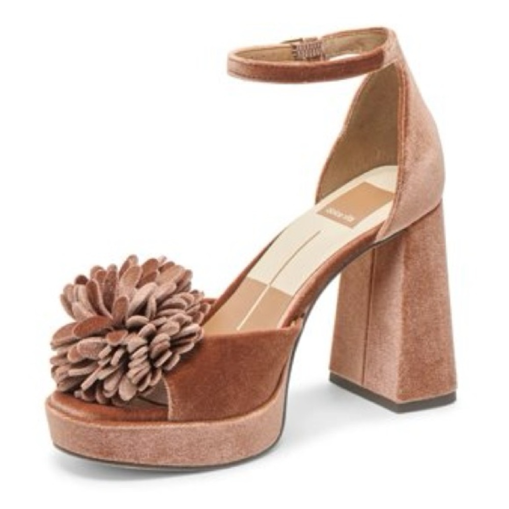 Dolce Vita Women Perel Flower Dark Rose Velvet Platform High Heel - Picture 8 of 9